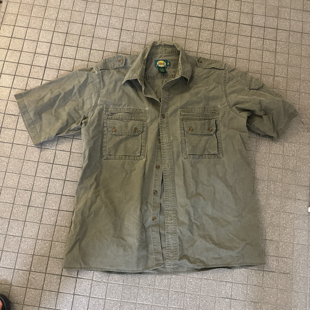 Cabela's Olive Green Short Sleeve Shirt Jacket